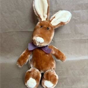 VINTAGE - Gund “Clover” The Brown Bunny Rabbit 15" Stuffed Animal Toy W/ Bow Tie